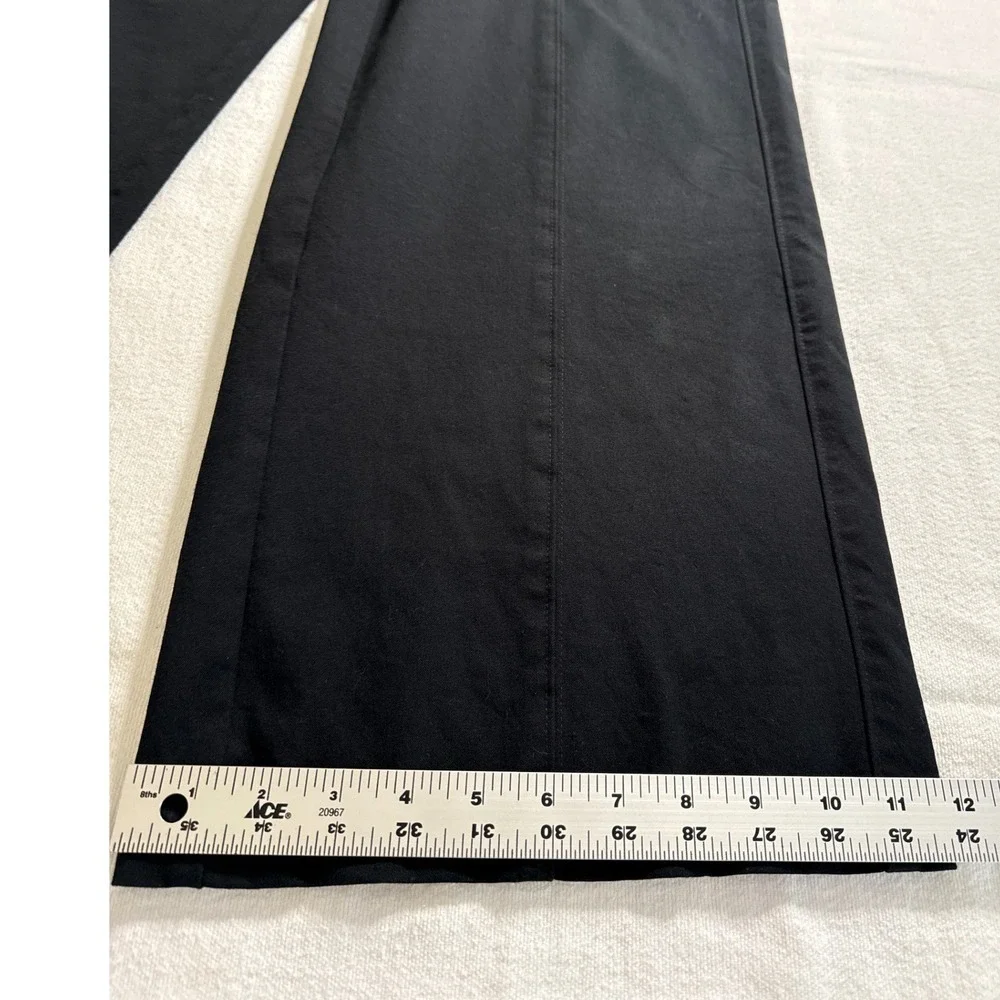 Black Wide Leg High Rise Pull On Trousers with Front Patch Pockets